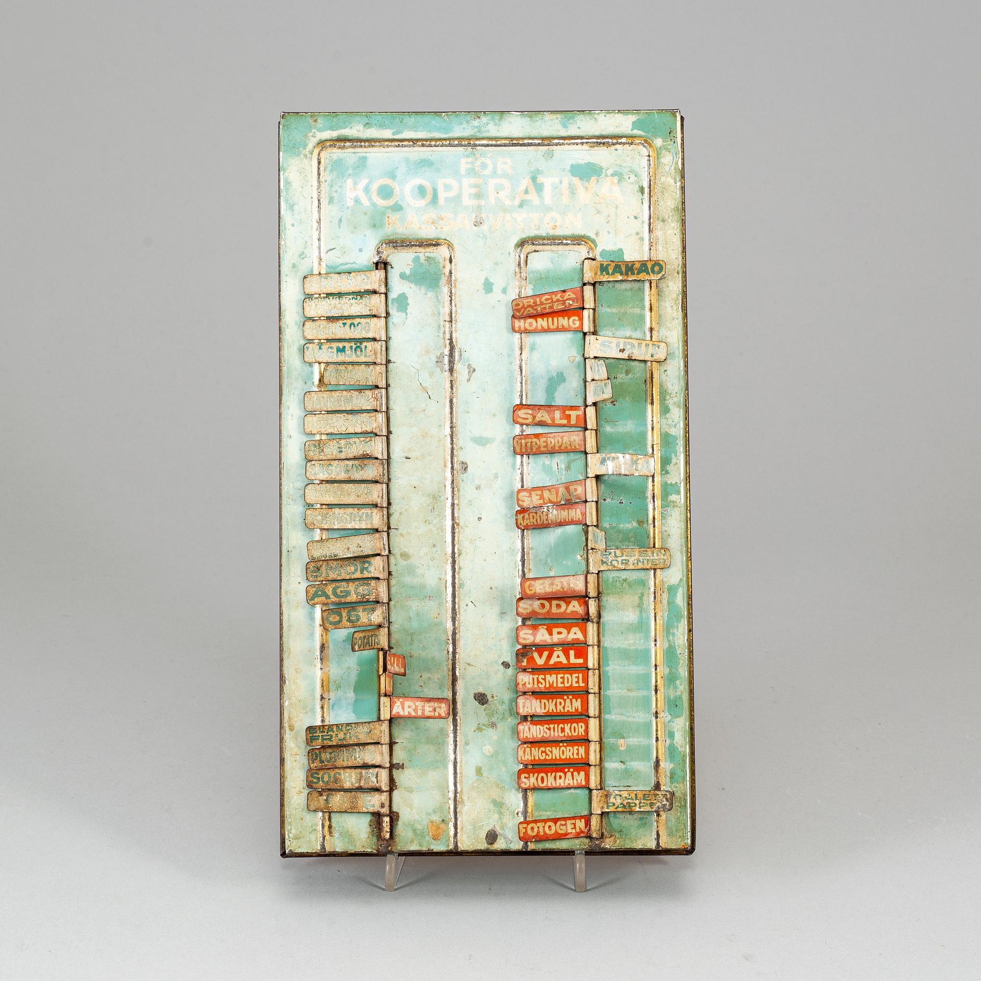 INKÖPSTAVLA, Kooperativa förbundet, 1930-/40-tal.