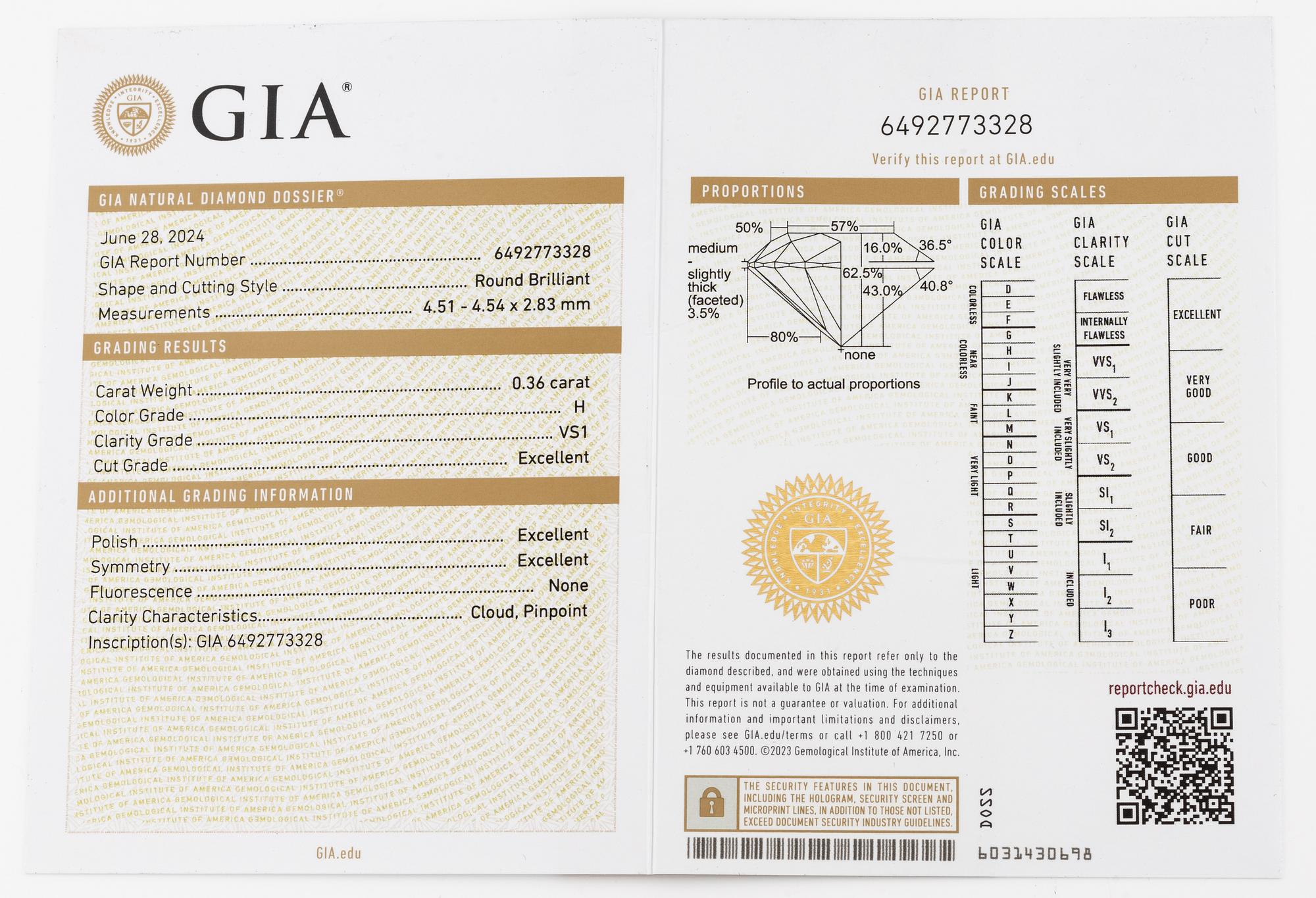 Earrings, 18K white gold with brilliant-cut diamonds totalling 0.72 ct, accompanied by GIA dossier.