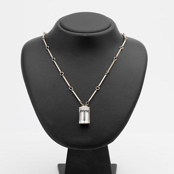 Wiwen Nilsson, Pendant, sterling silver with faceted rock crystal, Lund 1944.