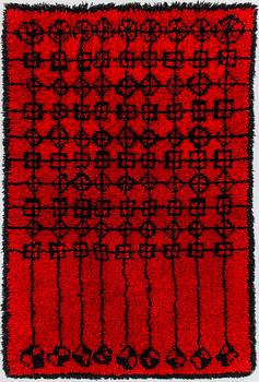 Irja Mikkola, A Finnish long pile rug for Ryijypalvelu. Circa 166x110 cm.