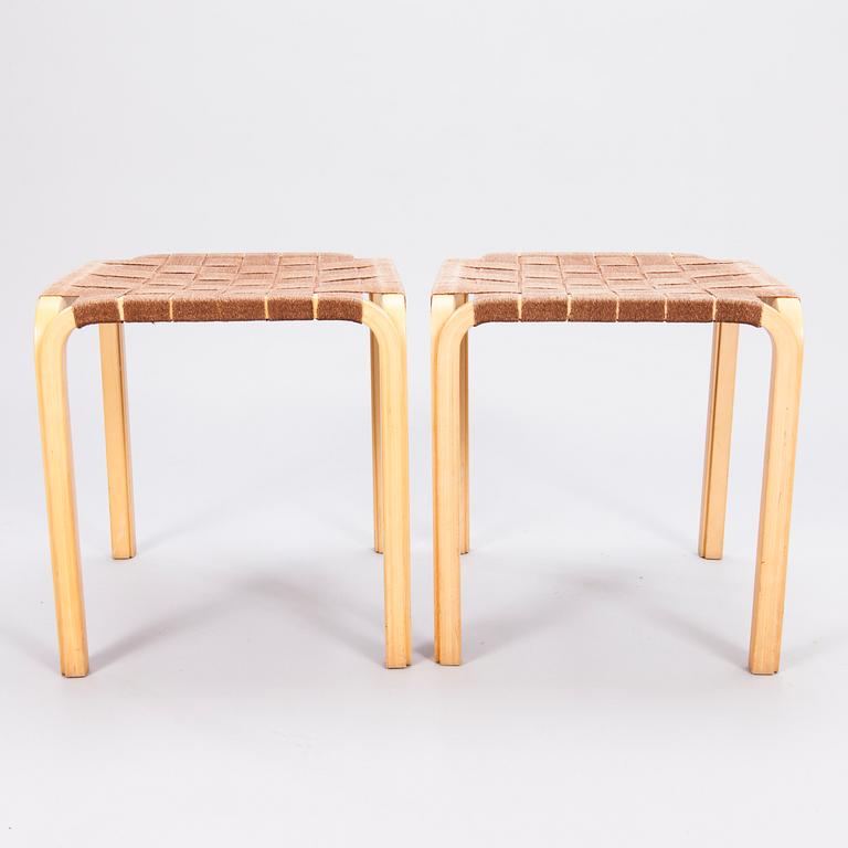 ALVAR AALTO, a pair of mid 20th century 'Y61' stools for Artek. Finland.