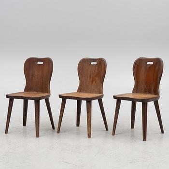 Three pine chairs, Åby Möbelfabrik, mid 20th century.