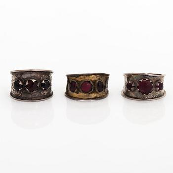 Ringar, 3 st, silver, Finland 1800-tal.