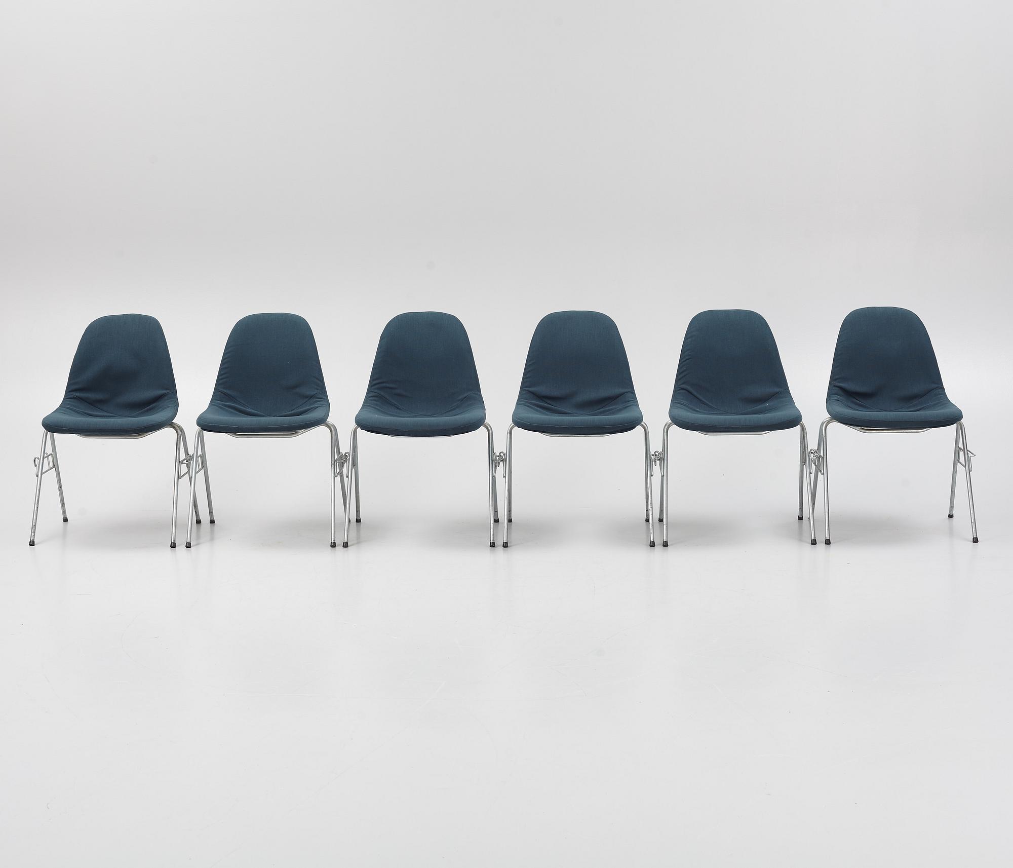 Charles & Ray Eames, stolar, 6 st. "DDS-I",  licenstillverkad av Hille of London Ltd, England, 1960/70-tal.