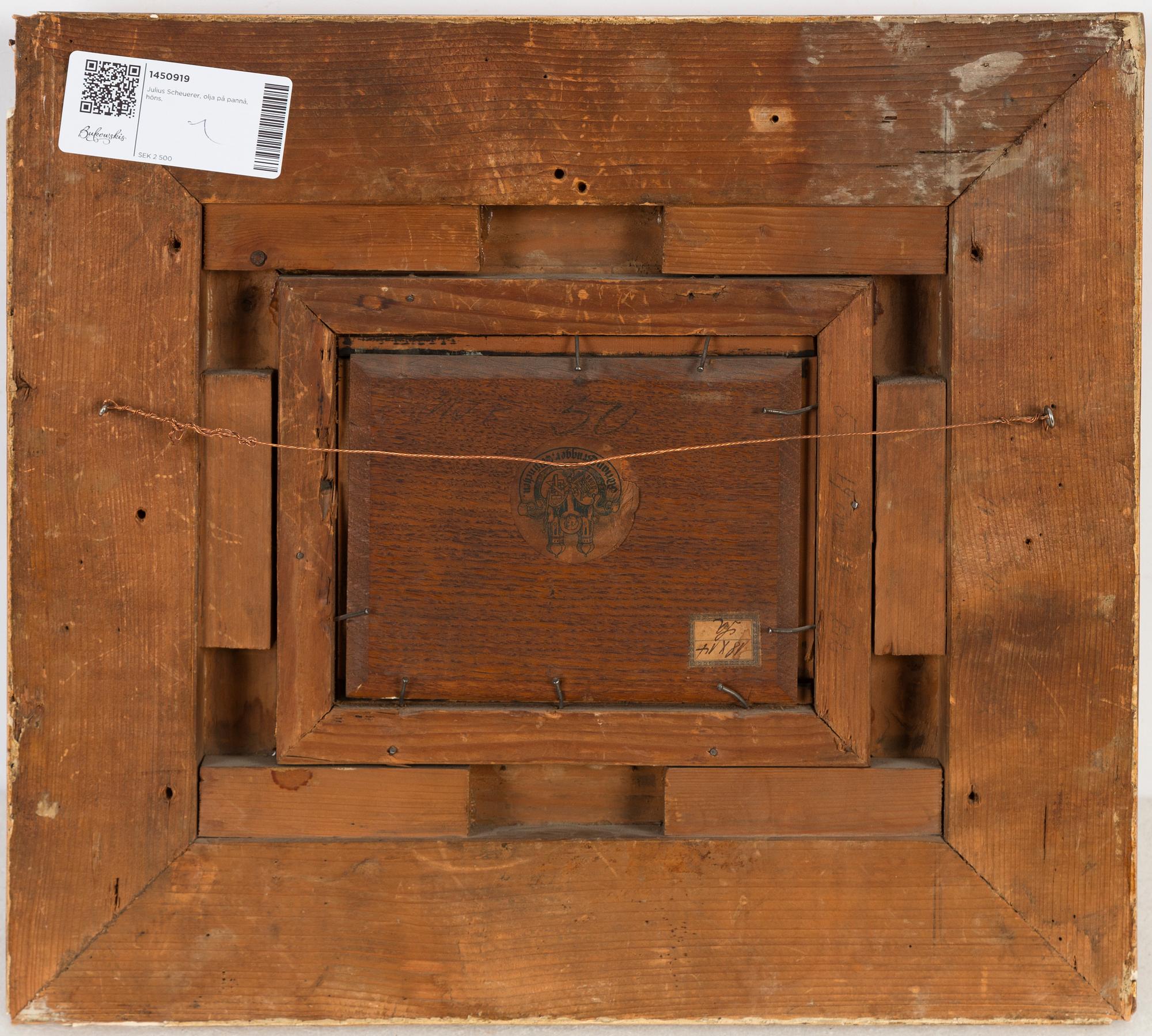 Julius Scheuerer, olja på pannå, signerad.