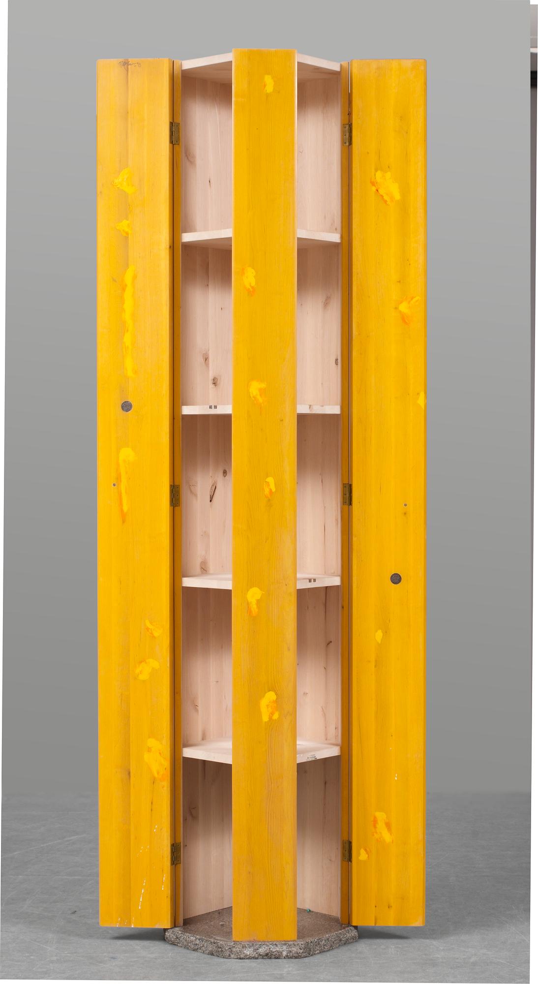 A Rolf Hanson yellow painted cabinet, "Pelare" (pillar), Källemo, Sweden, 2000.