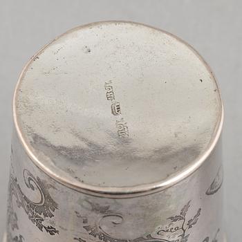 Bägare/supkoppar, 3 st, silver, bl a Johan Abraham Hallard, Stockholm 1807.