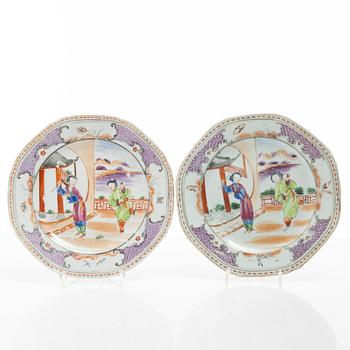 Assietter, 9 st, porslin, Kina, Qianlong (1736-95).