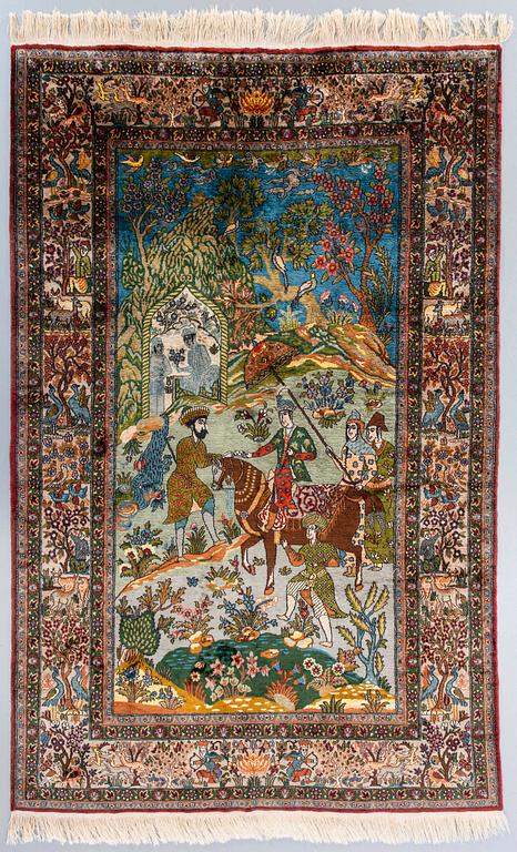 A semiantique Ghom carpet ca 207 x 139 cm.