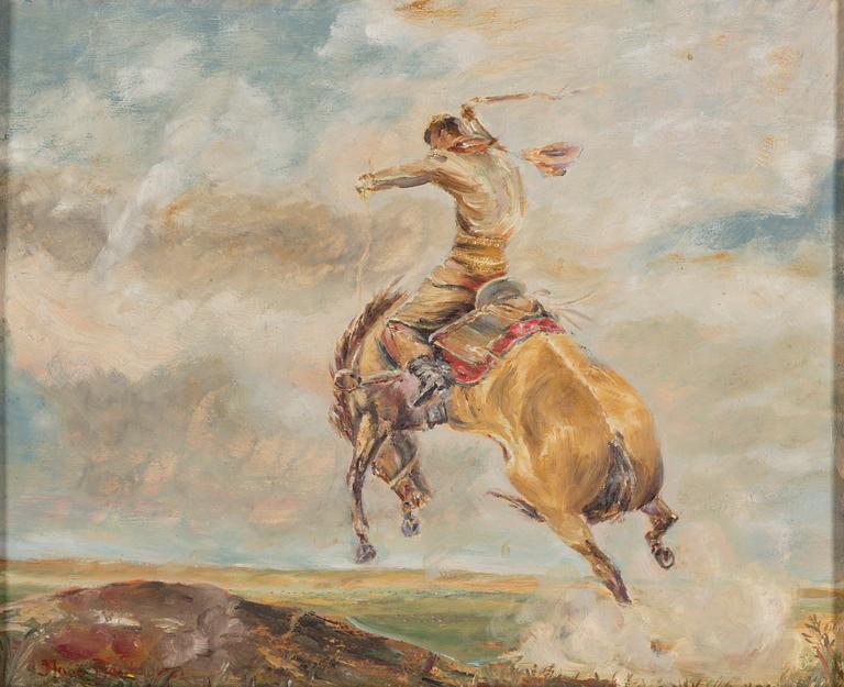 HUGO BACKHOUSE 1890-1961, olja på pannå, signerad.