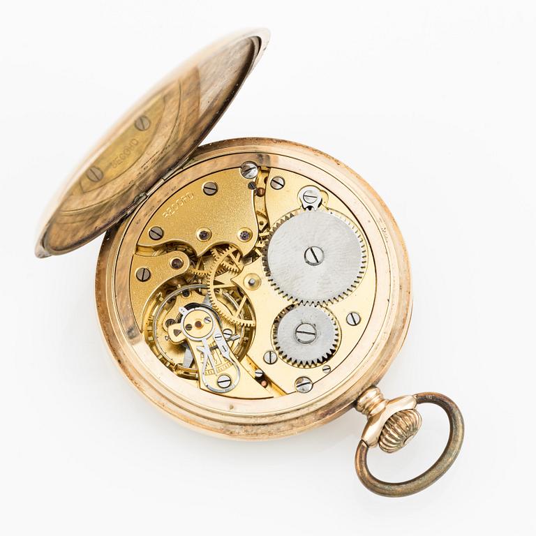 Record, pocket watch, 14K gold, 52.5 mm.