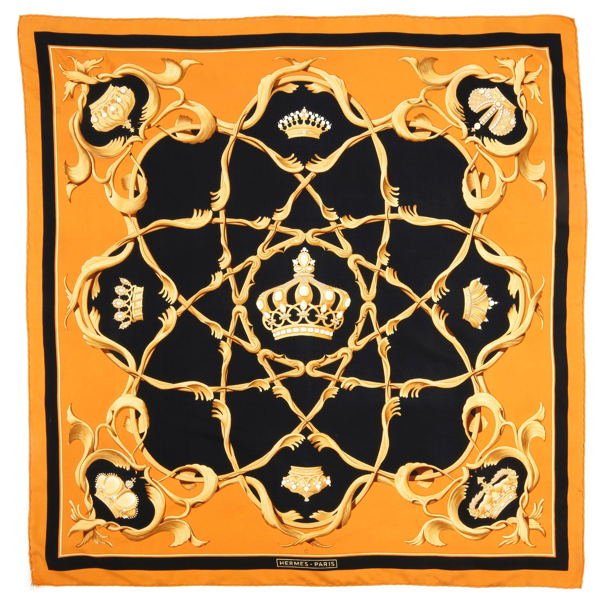 HERMÈS, a silk scarf, "Crowns / Couronnes".