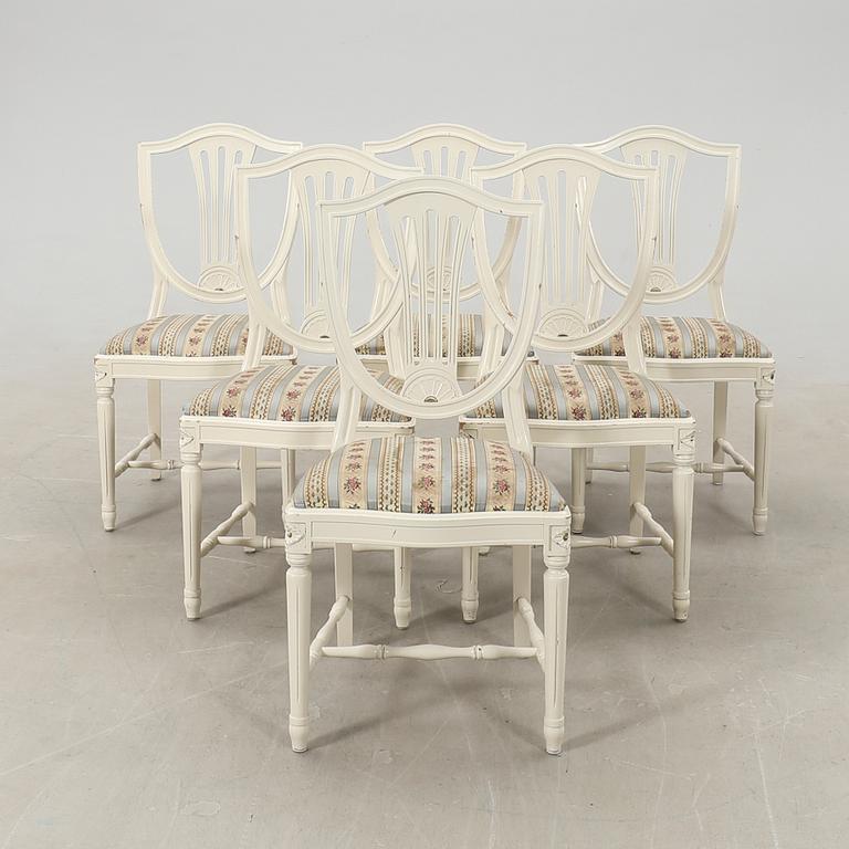 Dining set, 7 pieces, Gustavian style, mid-20th century.