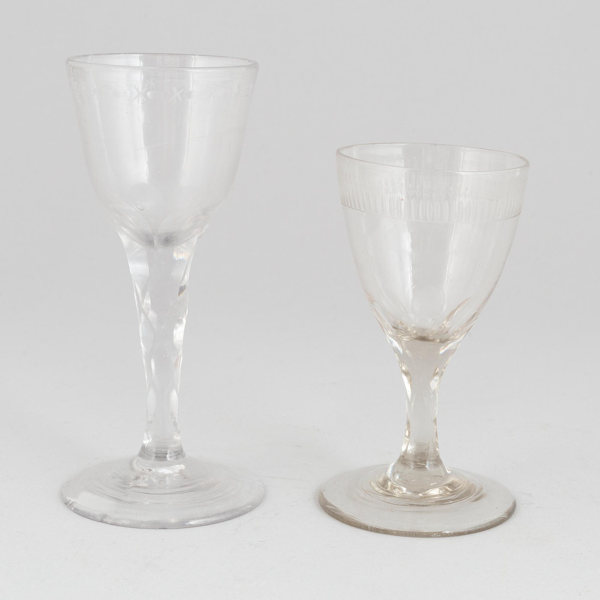 A set of ten glasses, ca 1800.