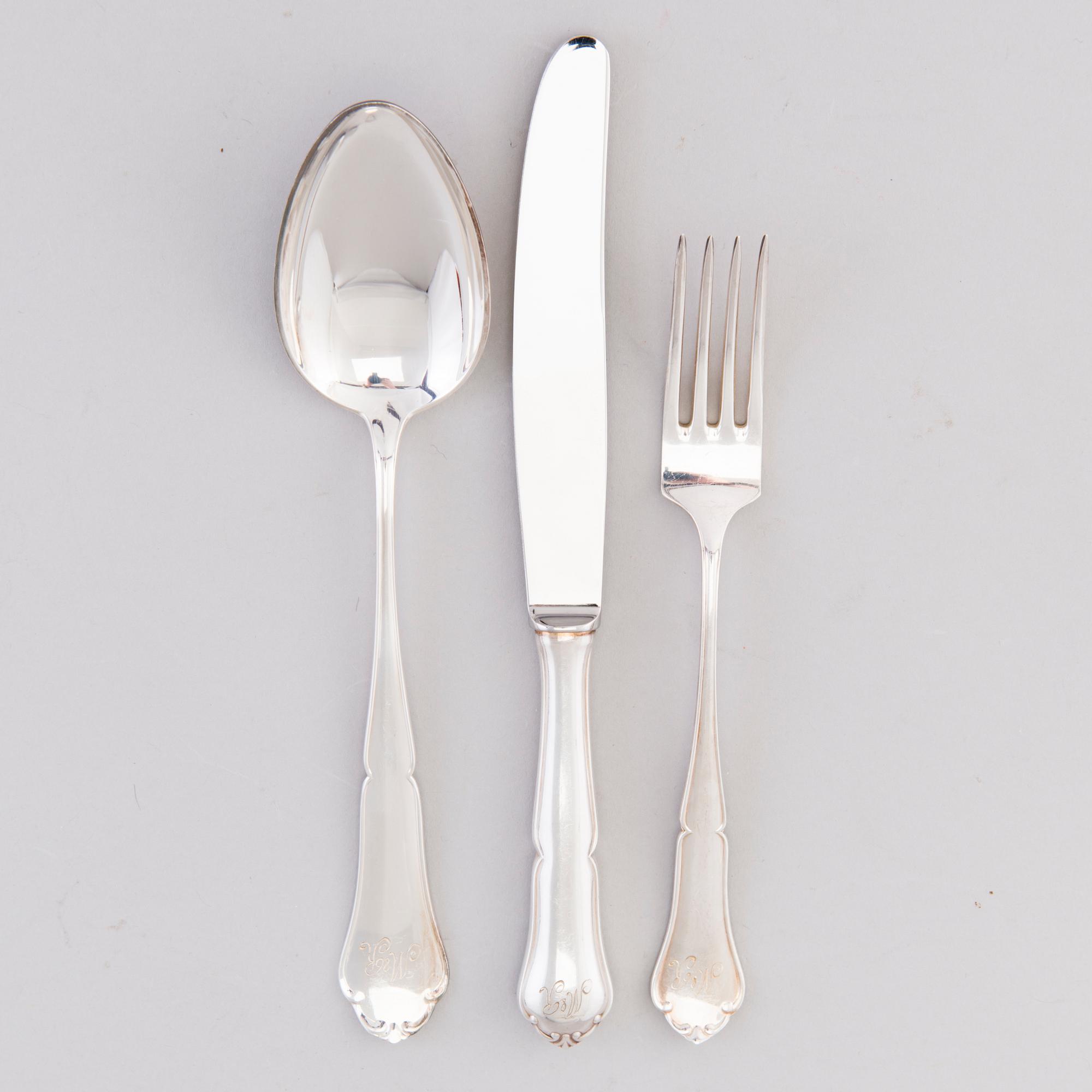 BESTICKUPPSÄTTNING, 36 delar, silver, Aura Kultaseppä 1980-tal.