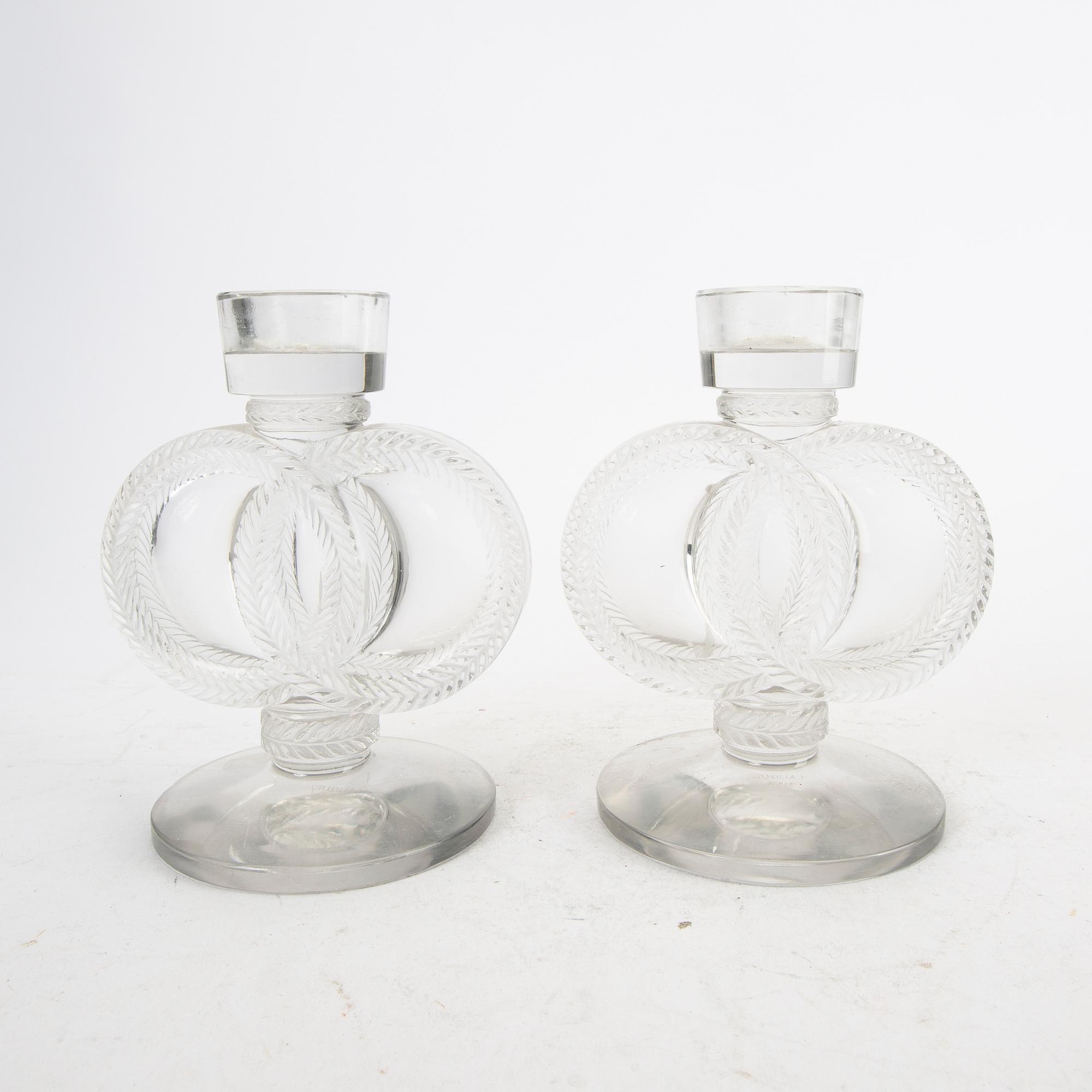 Ljusstakar ett par Lalique 1900-talets andra hälft.
