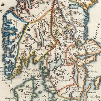 Jean Baptiste Nolin, map hand colored cupper engraving, 1758.