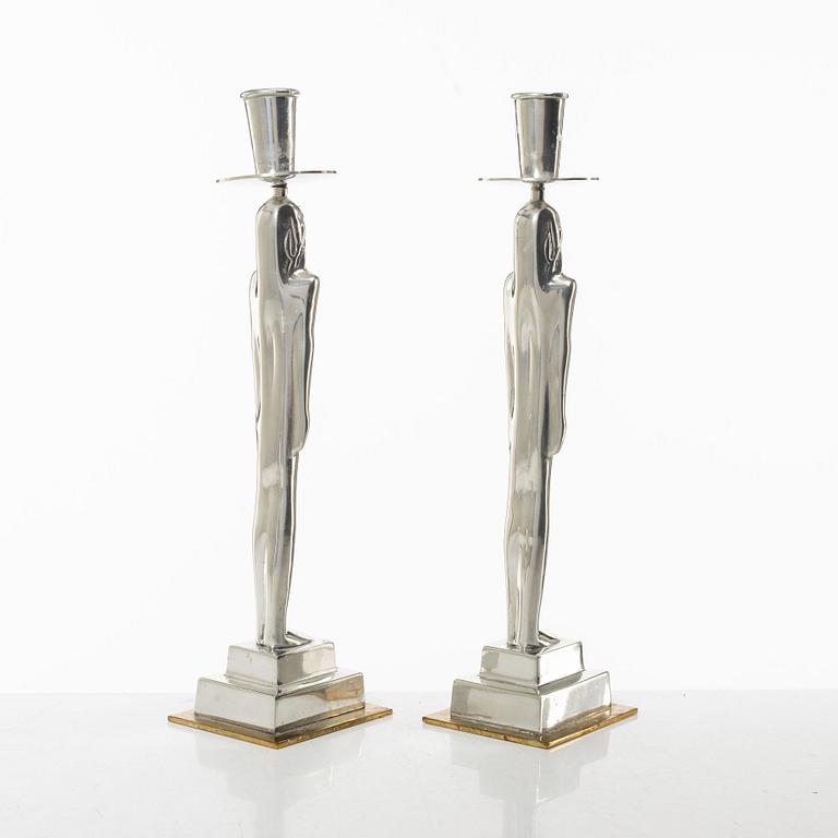 Edvin Öhrström, a pair of "Egyptisk" candlesticks, Firma Svensk Tenn, Stockholm 2008.