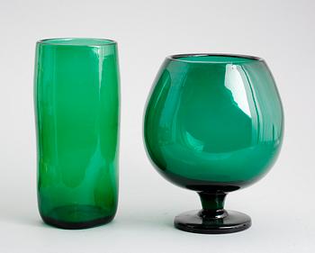 VASER, 2 st, grönt glas, Reijmyre.