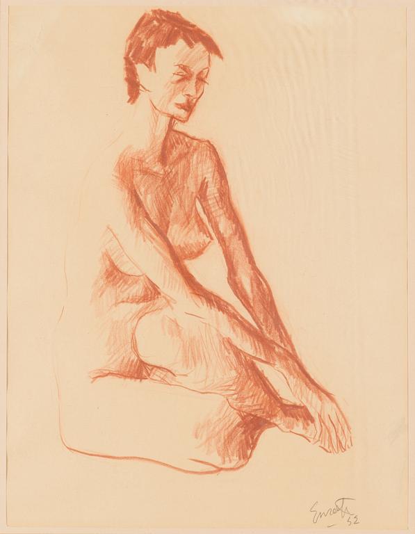 Erik Enroth, red chalk on paper, signed and dated -52.