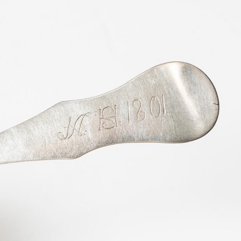 Johan Henrik Frodell, matskedar 4 st, silver, Stockholm 1801.