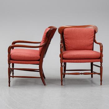 Björn Wiinblad & Brita Drewsen, a pair of "La Concha" armchairs for OPE möbler, seond half of the 20th-century.