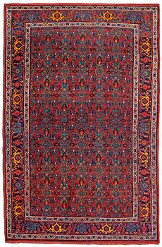 250. SEMI-ANTIQUE BIDJAR. 224,5 x 140 cm (plus 1-1,5 cm flat weave at each end).