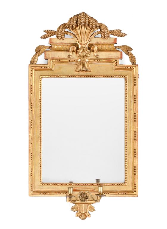 A pair of Gustavian two-light girandole mirrors by N. Meunier 1779.