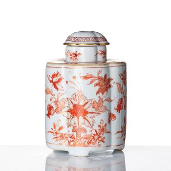 A 'rouge de fer' six piece tea caddy set, Qing dynasty, early 18th Century.