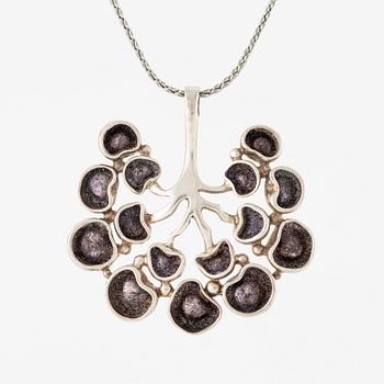 Eric Robbert, pendant and bracelet, silver and enamel.