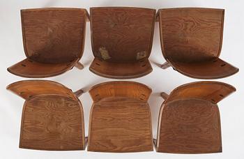 Axel Einar Hjorth, a set of six 'Lovö' chairs, Nordiska Kompaniet, Sweden 1930s.