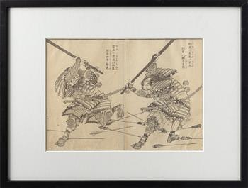 Katsushika Hokusai, träsnitt 2 st, Japan 1836.