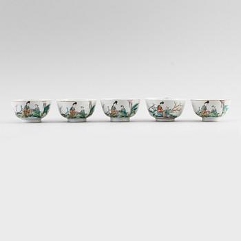 TESKÅLAR, porslin, 5 st, sannolikt 1900-talets första hälft.