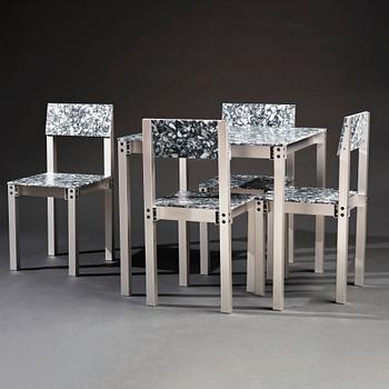 Fredrik Paulsen, a unique table and four chairs, "Chair One & Table One, The Peace Set", JOY, 2024.