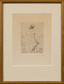 Carl Larsson · CARL LARSSON, etsning, monogramsignerad.