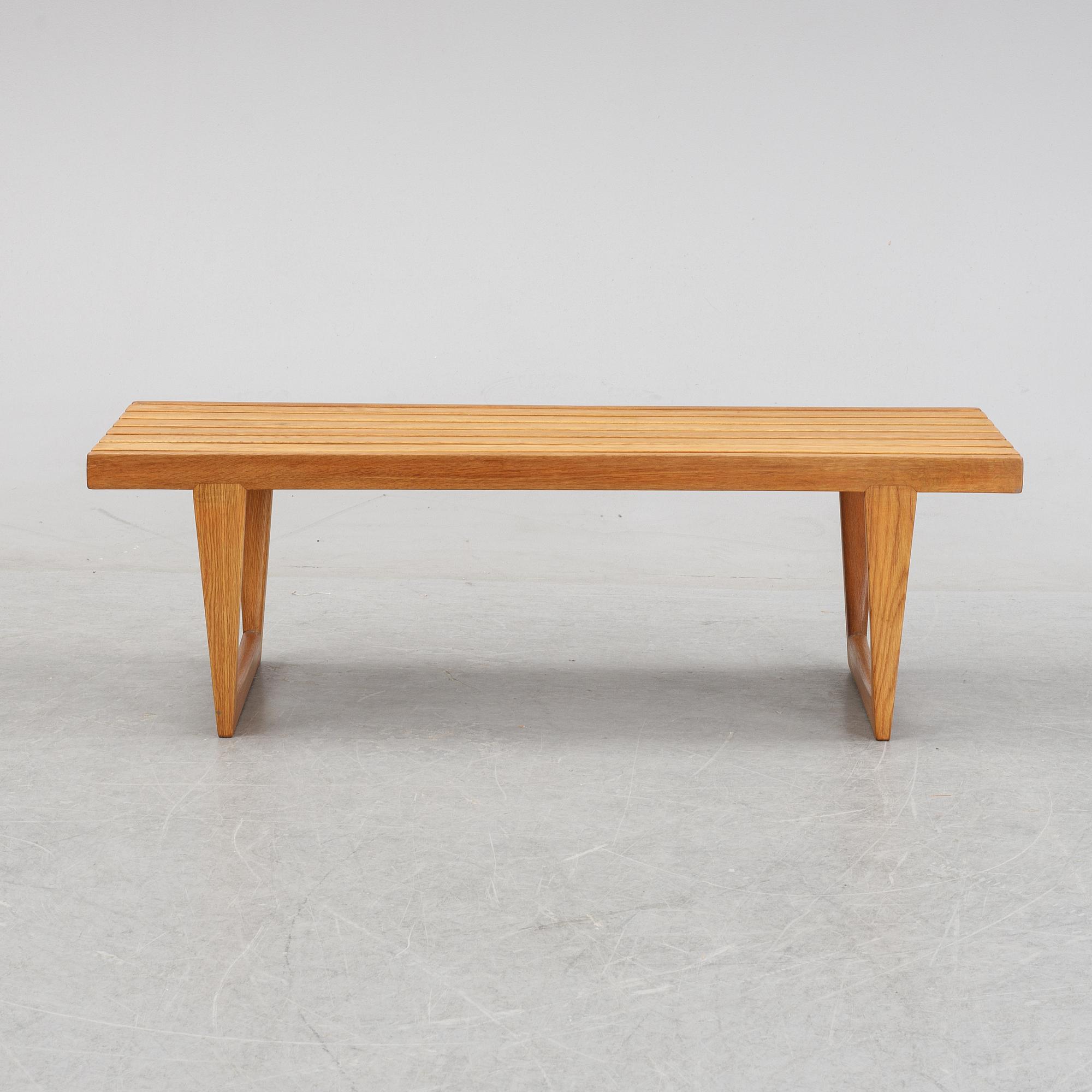 A 'Tokyo' oak bench by Yngvar Sandström for Nordiska Kompaniet, designed 1962.