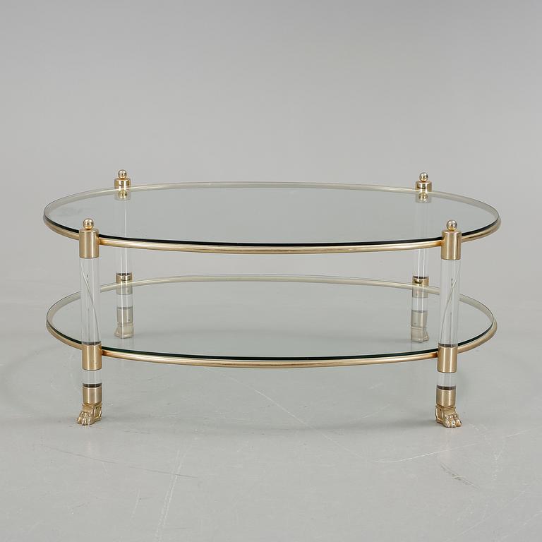 SOFFBORD, glas och mässing, omkring 1900-talets sista kvartal.