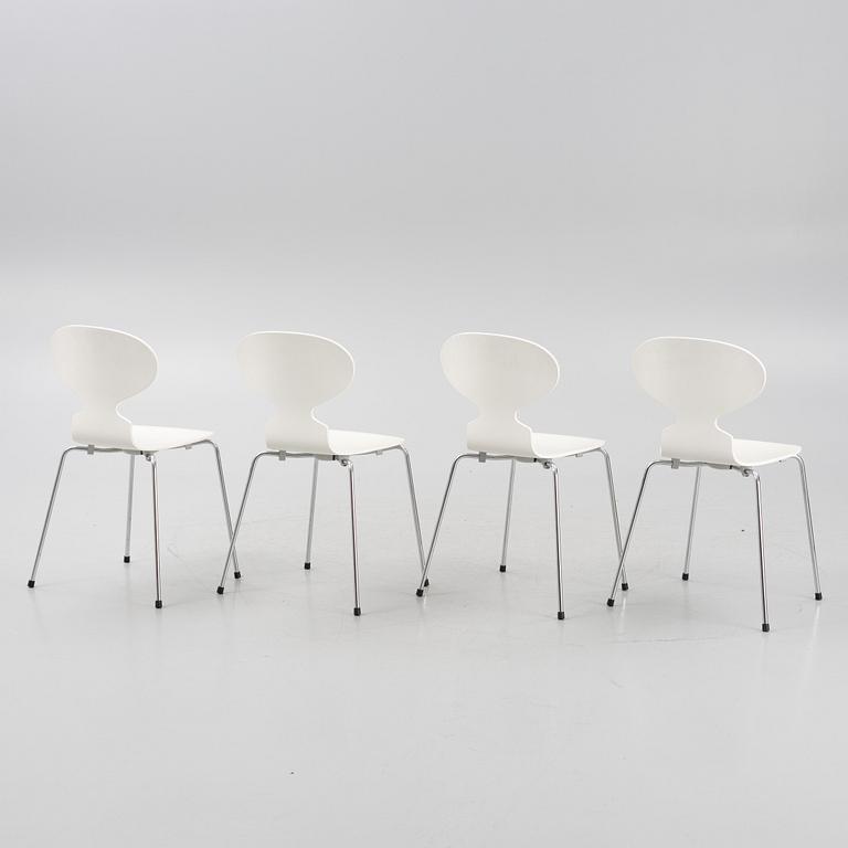 Arne Jacobsen, a set of four 'Ant' chairs, Fritz Hansen, Denmark, 1990's.