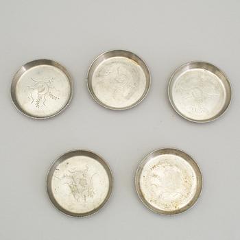 Five coasters, a vase, a bowl,  and an ashtray by Firma Svenskt Tenn first half of 20th centuty.