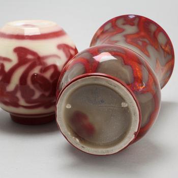 three earthenware vases, Höganäs.