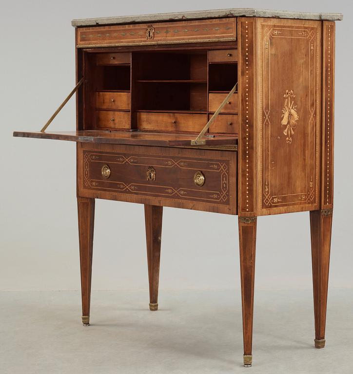 A Gustavian late 18th century secretaire by N. P. Stenström, master 1781.