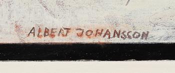 Albert Johansson, olja på pannå, signerad. Daterad 1979 a tergo.