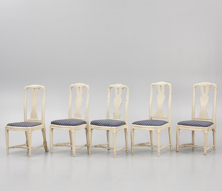 An assembled suite of 10 Transitional chairs, Stockholm, later part of the 18th century.