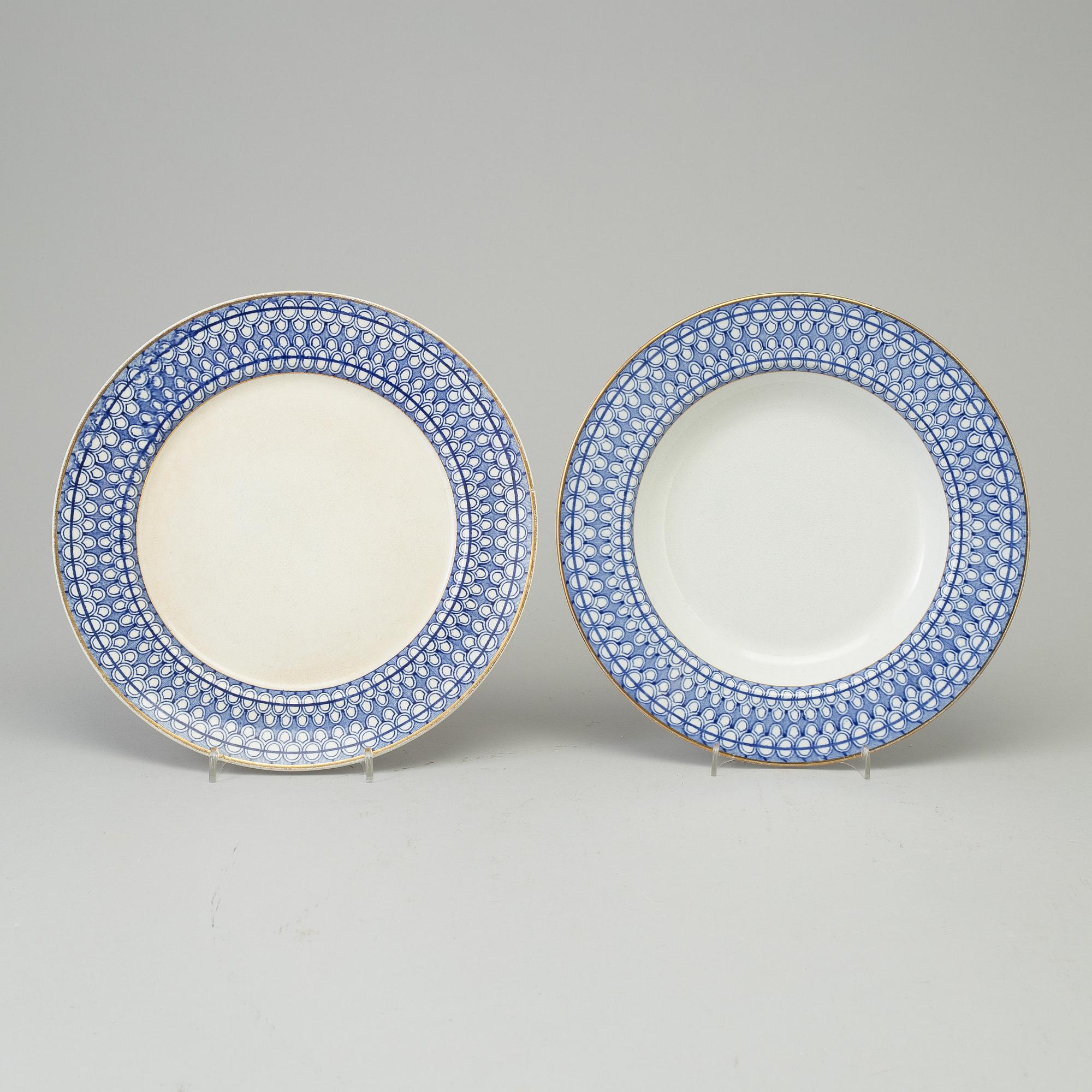 SERVISDELAR, 51 delar, flintgods, "Washington", Rörstrand, 1900-talets början.