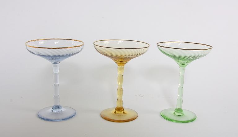 CHAMPAGNESKÅLAR, 10 st, glas, Trelleborgs glasbruk.