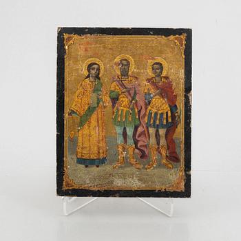 Icon, Probably Greece, 19th century, Including military saints.
