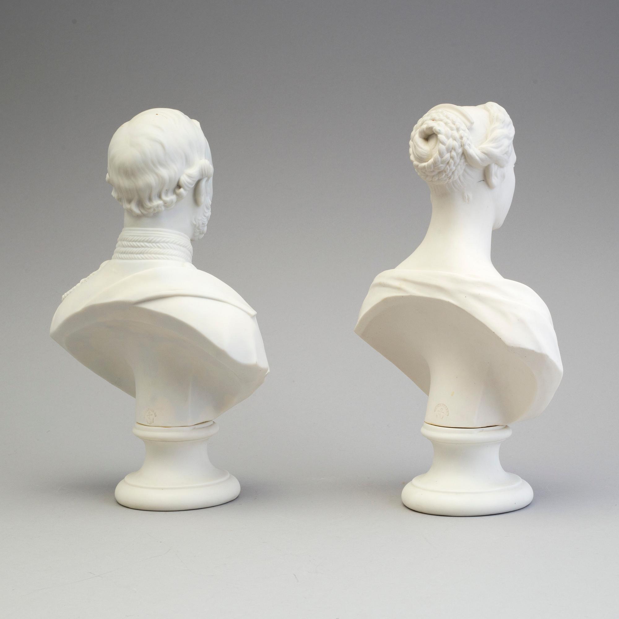 A PAIR OF PARIAN BUSTS, Gustafsberg, second half of the 19th century.