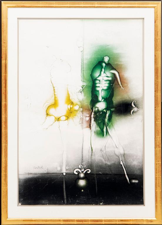 Paul Wunderlich, mixed media signed and datead 64.