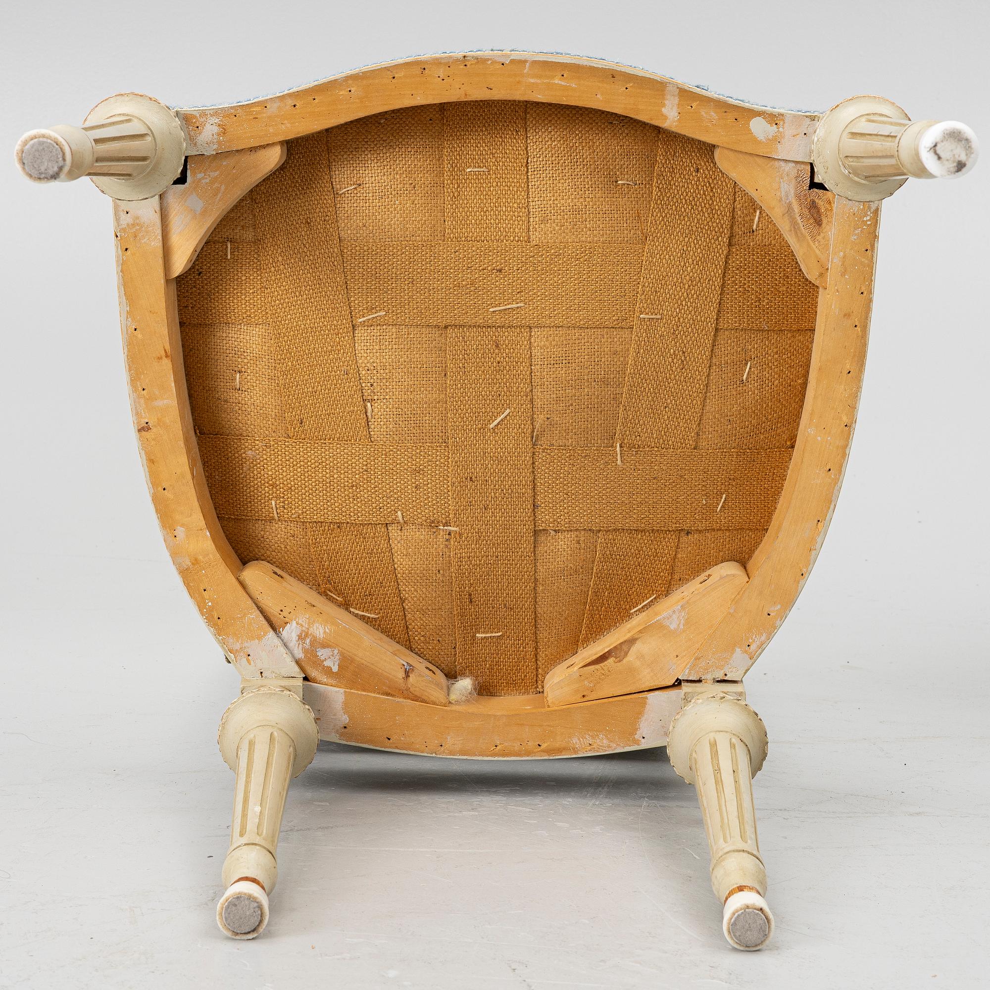 Chairs, 8 pcs, late Gustavian style, around the mid-20th century.