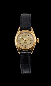 A LADIES WATCH, Rolex Oyster Precision 1960 s. 18K gold. Wristband has been changed. Original clasp included.